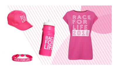 Free Race for Life T-shirt, Cap  & Water Bottle
