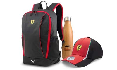 Free Ferrari Backpack, Caps and Water Bottles
