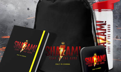 Free Shazam Water Bottles, Notebooks and Gym Bags
